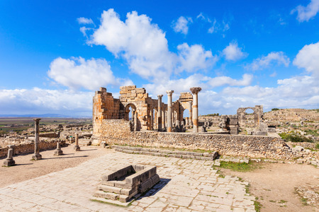 Volubilis near Meknes in Morocco. Volubilis is a partly excavated Amazigh, then Roman city in Morocco situated near Meknes, the ancient capital of the kingdom of Mauritania.の写真素材
