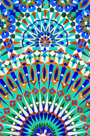 Tile pattern on the The Hassan II Mosque. It is located in Casablanca, Morocco