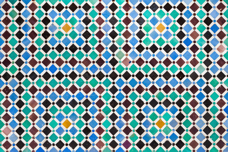 Pattern design element of Al-Attarine Madrasa in Fes, Moroccoのeditorial素材