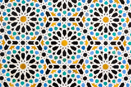 Pattern design element of the Al Attarine Madrasa in Fez medina in Morocco