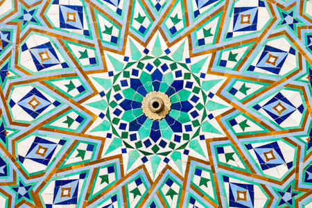 The Hassan II Mosque exterior pattern in Casablanca, Moroccoの写真素材