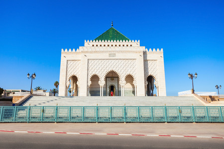 The Mausoleum of Mohammed V is a historical building located on the opposite side of the Hassan Tower on the Yacoub al-Mansour esplanade in Rabat, Morocco.のeditorial素材