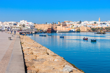 River Bou Regreg seafront and Kasbah in medina of Rabat, Morocco. Rabat is the capital of Morocco. Rabat is located on the Atlantic Ocean at the mouth of the river Bou Regreg.のeditorial素材