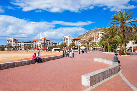 AGADIR, MOROCCO - FEBRUARY 21, 2016: Agadir seafront promenade in Morocco. Agadir is a major city in Morocco located on the shore of the Atlantic Ocean.のeditorial素材