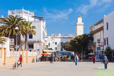 ESSAOUIRA, MOROCCO - FEBRUARY 20, 2016: Tower on the Central square in Essaouira medina old town, Morocco.のeditorial素材
