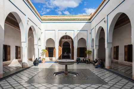 MARRAKECH, MOROCCO - FEBRUARY 22, 2016: The Marrakesh Bahia Palace is a palace and a set of gardens located in Marrakesh, Morocco.のeditorial素材
