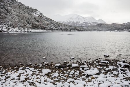 Tierra del Fuego National Park in winter. Tierra del Fuego is a national park on the Argentine part of the island of Tierra del Fuego near the Ushuaia in Argentina.の写真素材