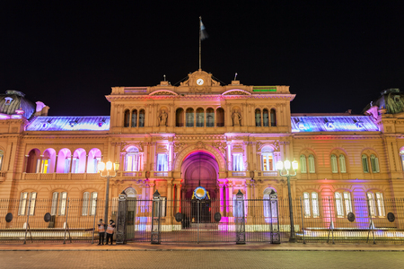La Casa Rosada or The Pink House is the executive mansion and office of the President of Argentina, located in Buenos Aires, Argentinaのeditorial素材