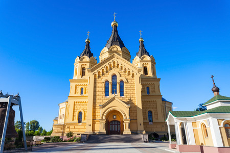 Cathedral of St. Alexander Nevskiy is orthodox church in Nizhny Novgorod, Russiaの写真素材