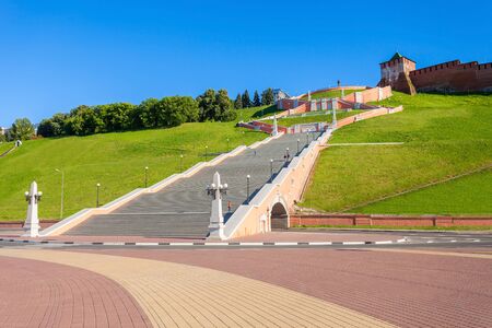 Chkalov ladder (also Volzhskaya staircase) is a staircase in Nizhny Novgorod, which connects the Upper Volga and the Lower Volga embankment, Russia.の写真素材