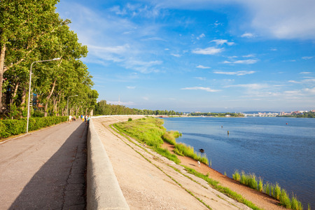 Angara river embarkment in the center of the city of Irkutsk, Russiaの写真素材