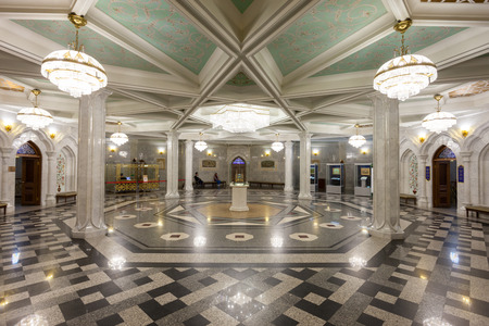 The Kul Sharif Mosque interior, it is a one of the largest mosques in Russia. The Kul Sharif Mosque is located in Kazan city in Russia.のeditorial素材