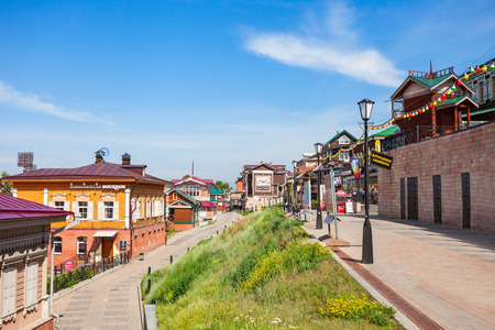 IRKUTSK, RUSSIA - JULY 07, 2016: 130 Kvartal quarter (Irkutsk Sloboda) is a specially created area of historic buildings in the center of Irkutsk, Russia.のeditorial素材