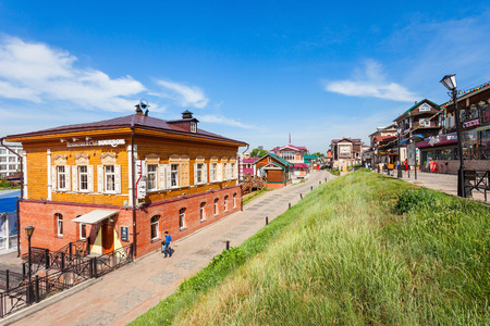 IRKUTSK, RUSSIA - JULY 07, 2016: 130 Kvartal quarter (Irkutsk Sloboda) is a specially created area of historic buildings in the center of Irkutsk, Russia.のeditorial素材