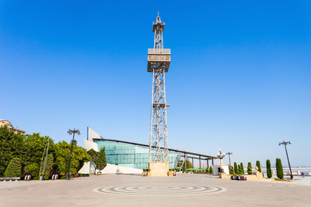 Parachute tower in Baku is a construction of 75 meters height located in Baku Boulevard and which was built in form of derrick.のeditorial素材