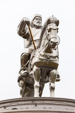 The Genghis Khan Equestrian Statue is a 40 metre tall statue of Genghis Khan on horseback at Tsonjin Boldog near Ulaanbaatar, Mongoliaのeditorial素材