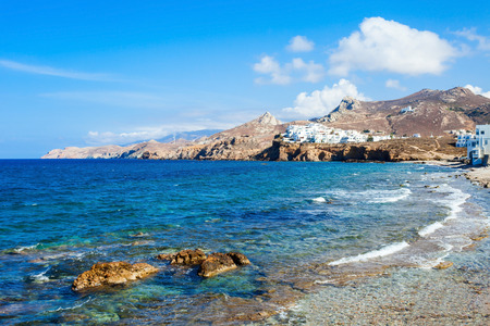 Naxos island aerial panoramic view. Naxos is the largest of the Cyclades island group in the Aegean, Greeceの写真素材
