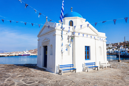 Agios Nikolaos Church, Mykonos island in Greece. This church is one of the few post-byzantine era churches on the island.の写真素材