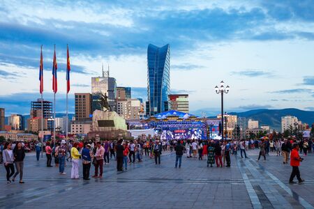 ULAANBAATAR, MONGOLIA - JULY 11, 2016: Celebration of Naadam traditional festival on Chinggis Square (Sukhbaatar Square) in Ulaanbaatar, Mongolia.のeditorial素材