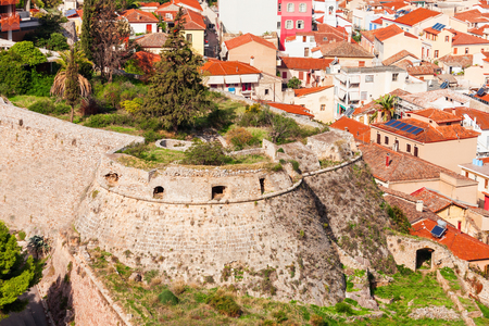 City walls of the Akronafplia or Acronauplia, means Inner Castle. Akronafplia fortress is the oldest part of the city of Nafplion in Greece.のeditorial素材