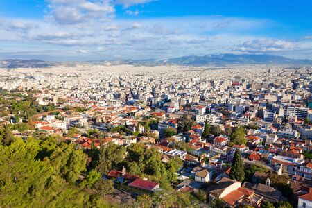 Athens aerial panoramic view from the Athenian Acropolis in Greeceの写真素材