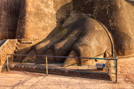 Lion's Paw at the Sigiriya Rock near Dambulla in Sri Lanka. Sigiriya is a UNESCO World Heritage Site.のeditorial素材
