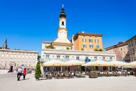 SALZBURG, AUSTRIA - MAY 18, 2017: Salzburg Christmas Museum or Salzburger Weihnachtsmuseum. Christmas Museum located in Mozartplatz square in the old part of Salzburg city, Austria.のeditorial素材