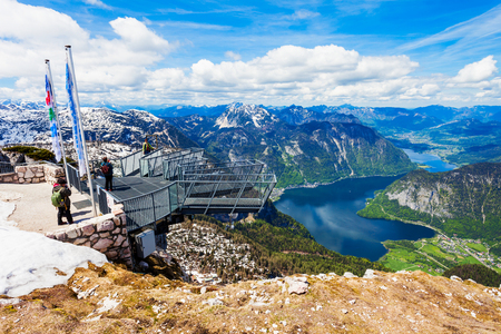 HALLSTATT, AUSTRIA - MAY 16, 2017: 5 Fingers is a viewpoint platform in the Dachstein Mountains on Mount Krippenstein, Upper Austria. Five Fingers named of its hand like shape.のeditorial素材