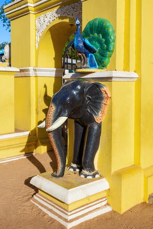 Elephant entrance gate at the Kataragama Temple or Ruhunu Maha Kataragama Devalaya Temple in Kataragama, Sri Lankaのeditorial素材
