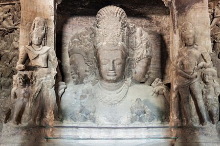 Elephanta Island caves near Mumbai in Maharashtra state, Indiaの写真素材