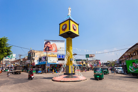 NEGOMBO, SRI LANKA - FEBRUARY 08, 2017: Clock Tower in the center of Negombo. Negombo is a major city on the west coast of Sri Lanka.のeditorial素材