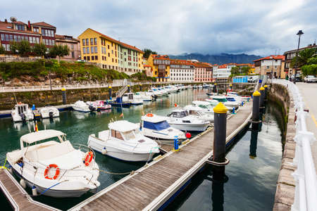 Yachts at the marina of Llanes city, Asturias province in northern Spain