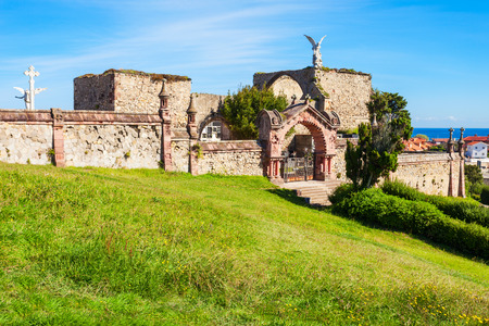 Old cemetery and chapel in Comillas, Cantabria region of Spainの写真素材