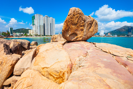 Hon Chong cape rock garden is a popular tourist attraction in Nha Trang city in Vietnamの写真素材