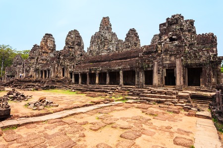 Bayon is a well known khmer temple at Angkor in Cambodiaの写真素材