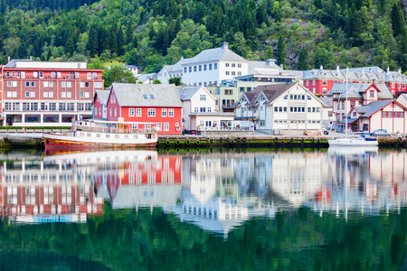 Odda is a town in Odda municipality in Hordaland county, Hardanger district in Norway. Located near Trolltunga rock formation.の写真素材