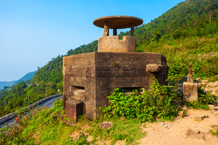 Old buildings at the Hai Van Quan pass in Danang city in Vietnamの写真素材