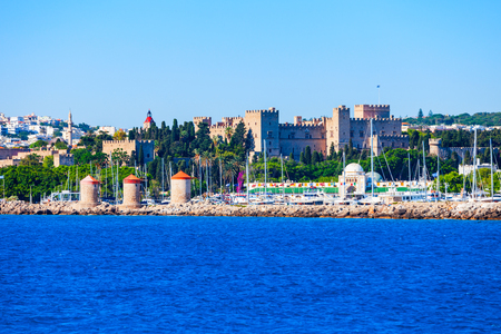 Rhodes old town aerial panoramic view in Rhodes island in Greeceのeditorial素材