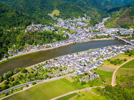 Cochem town aerial panoramic view in Moselle valley, Germanyの写真素材