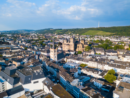 Trier aerial panoramic view. Trier is a city on the banks of the Moselle river in Germanyの写真素材