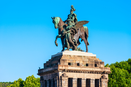 Memorial of German Unity at Deutsches Eck in Koblenz. Koblenz is a city on the Rhine, joined by the Moselle river.のeditorial素材