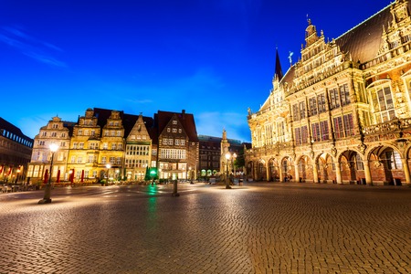 Marktplatz or market square in the old town of Bremen, Germanyのeditorial素材