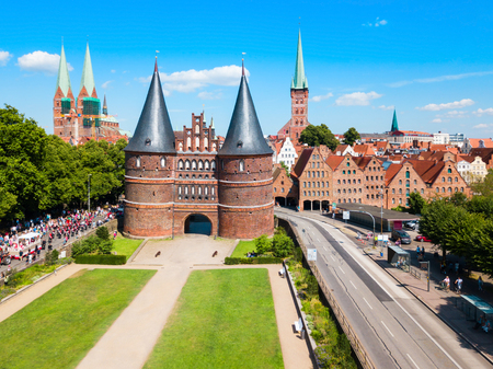 Holsten Gate or Holstein Tor or later Holstentor is a city gate and museum in the Lubeck old town in Germanyのeditorial素材