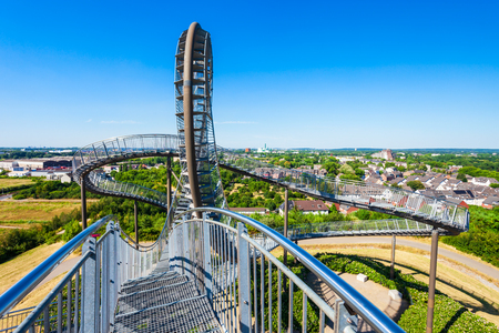 DUISBURG, GERMANY - JULY 03, 2018: Tiger and Turtle or Magic Mountain is an art installation and landmark in Angerpark, Duisburg city in Germanyのeditorial素材