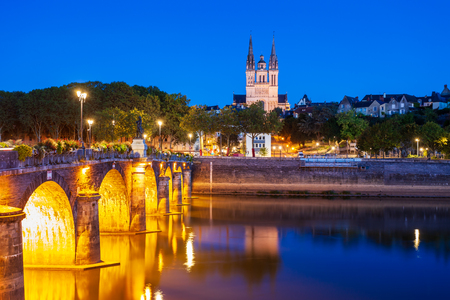 Saint Maurice Cathedral of Angers is the seat of the Roman Catholic Diocese of Angers in Franceの写真素材