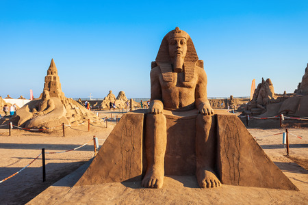 ANTALYA, TURKEY - SEPTEMBER 12, 2014: Sandland or Sand Sculpture Museum is an open air museum located at the Lara beach in Antalya city in Turkeyのeditorial素材