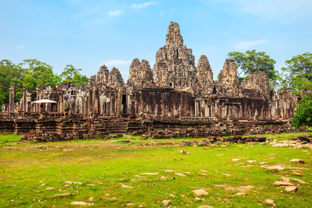 Bayon is a well known khmer temple at Angkor in Cambodiaの写真素材