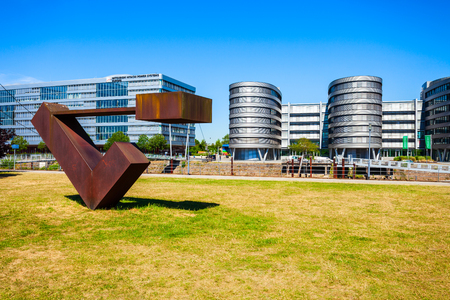 Innenhafen or inner harbor district in Duisburg city, Germany