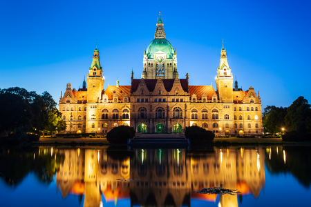 New Town Hall or Neues Rathaus in Hannover city, Germanyのeditorial素材