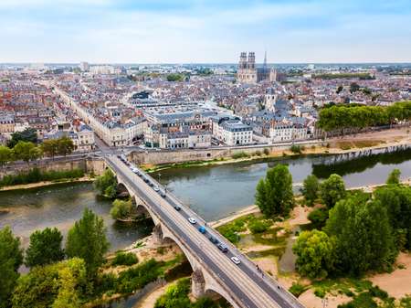 Orleans town aerial panoramic view. Orleans is a prefecture and commune in north central France